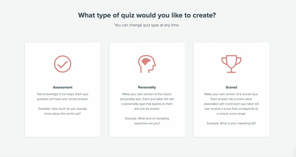 What type of quiz would you like to create? 