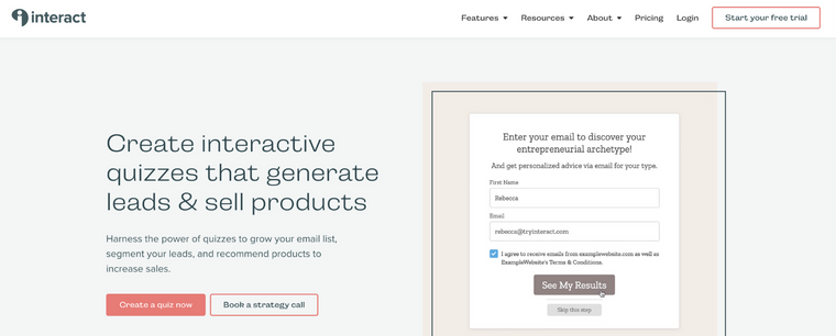 create interactive quizzes that generate leads and sell products. 