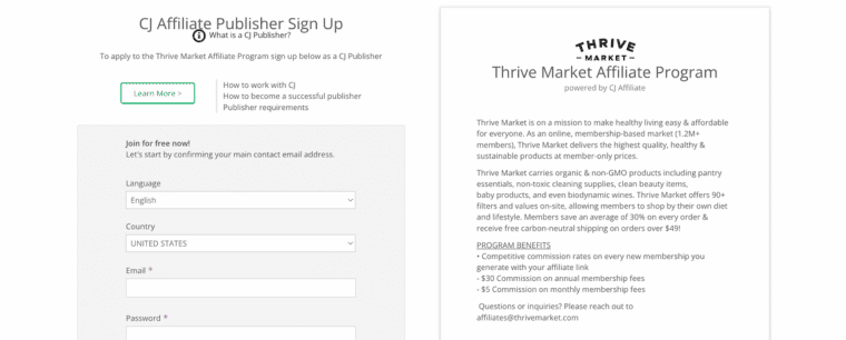thrive market affiliate program 