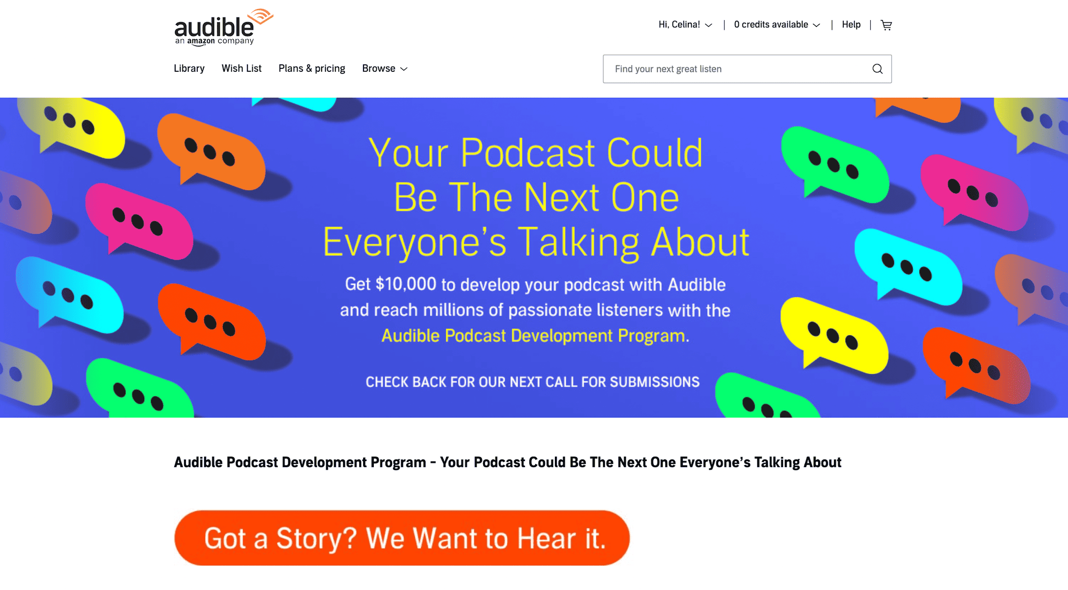 Join audibles podcast development program.
